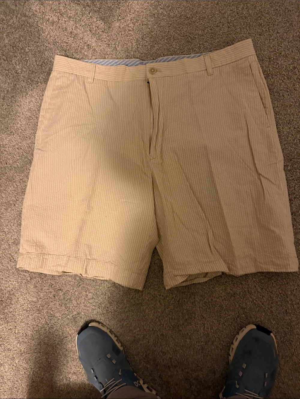 Izod Men's Tan Striped Flat-Front Shorts
